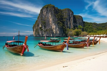Obraz premium A serene scene at a picturesque beach in Thailand,