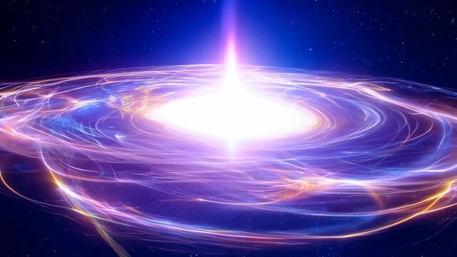 Spinning neutron star emitting radiation beams with space distortion