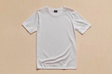 Simple Tshirt Flatlay mockup in beige background created with generative AI