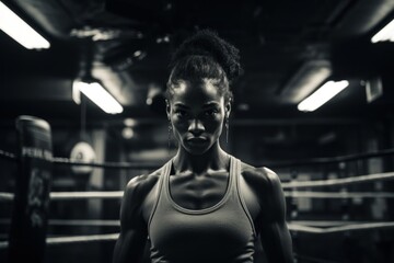 Black and white training low-key boxing.