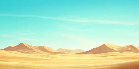 Fototapeta premium A serene desert landscape showcasing gentle dunes under a bright blue sky, perfect for travel and nature themes.
