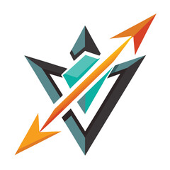 Abstract arrow logo in diamond shape