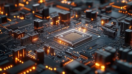 Obraz premium Background board circuit processor technology computer modern cyber machine series background wallpaper AI generated image