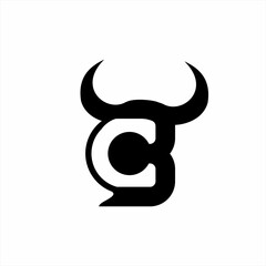 Unique CB or BC letter logo design with horn symbol illustration.