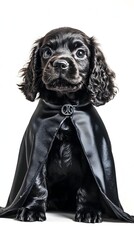 Obraz premium Cocker Spaniel Puppy Dressed as Tiny Dracula on White Background