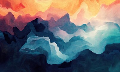 Fantasy illustration created with digital tools featuring an abstract sequence of gradually blended colors