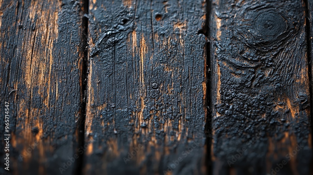 Aufkleber the surface of aged wooden planks displays rich textures and deep colors, highlighting intricate gra