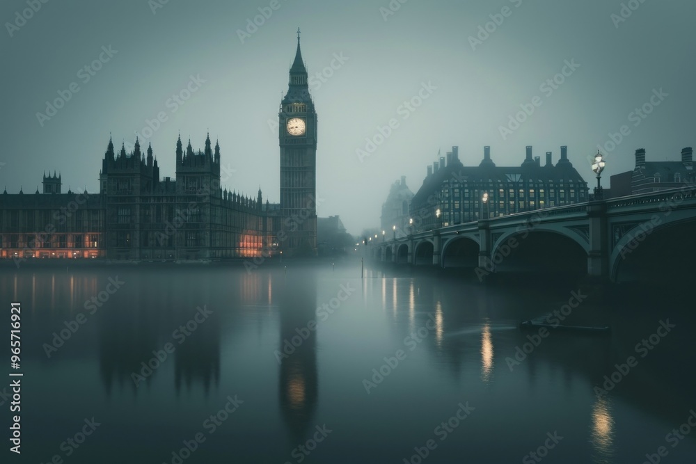 Sticker the big ben at london architecture landscape cityscape.