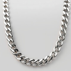 Obraz premium Isolated silver necklace on white background mockup, Elegant Rose Gold Chain Necklace With Link Design for Everyday Wear and Special Occasions, Elegant silver chain bracelet with large links,