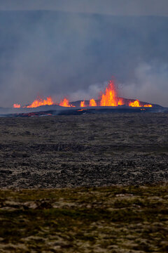 August 22 2024 eruption on the Reykjanes peninsula in Iceland at night