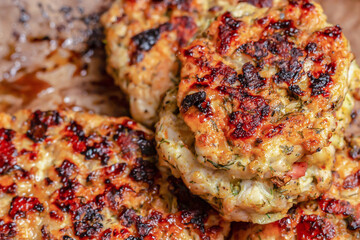 prepared a stack of fried meat cutlets delicious closeup