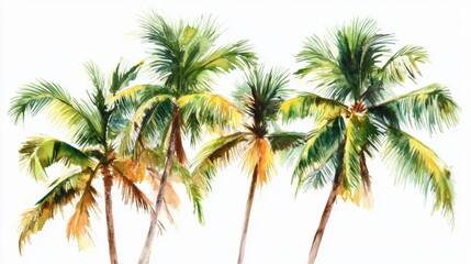 Vector illustration of coconut tree with leaf closeup view