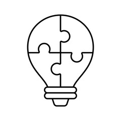 Light bulb puzzle line icon editable stroke vector object isolated, creative concept clipart