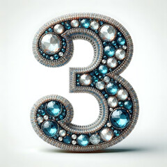 Obraz premium Digit 3 with gemstones