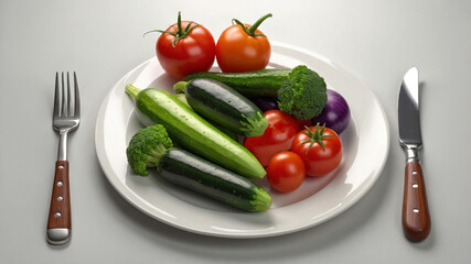 Fresh vegetables on a white plate