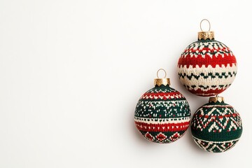 Festive Christmas ornaments with traditional patterns, perfect for holiday decorations and winter celebrations.