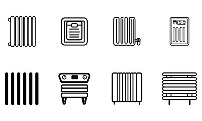 Kitchen appliance gray solid icon set. Home electronic devices. 