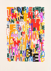 Colorful cool lettering design abstract collage art