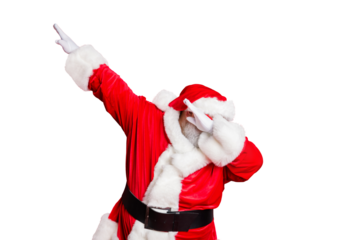 Portrait of his he nice attractive careless bearded Santa having fun leisure fairy eve noel fest celebratory wintertime isolated over bright vivid shine red background