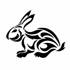 illustration vector graphic of tribal art design abstract black rabbit tattoo