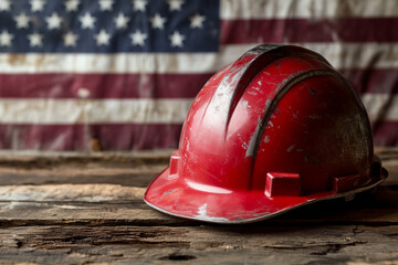 American labor day, workers hat with american flag 