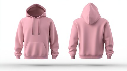 Soft pink hoodie front and back view with clean design on plain background