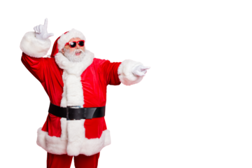 Portrait of his he funky fat overweight plump gray-haired bearded man having fun choose choice decision gift present surprise isolated over bright vivid shine red background