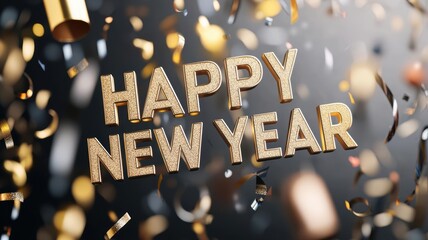 Celebrate the arrival of the New Year with vibrant decorations and joyful confetti in a festive atmosphere.