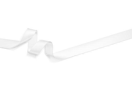 Blank white satin ribbon mockup, isolated