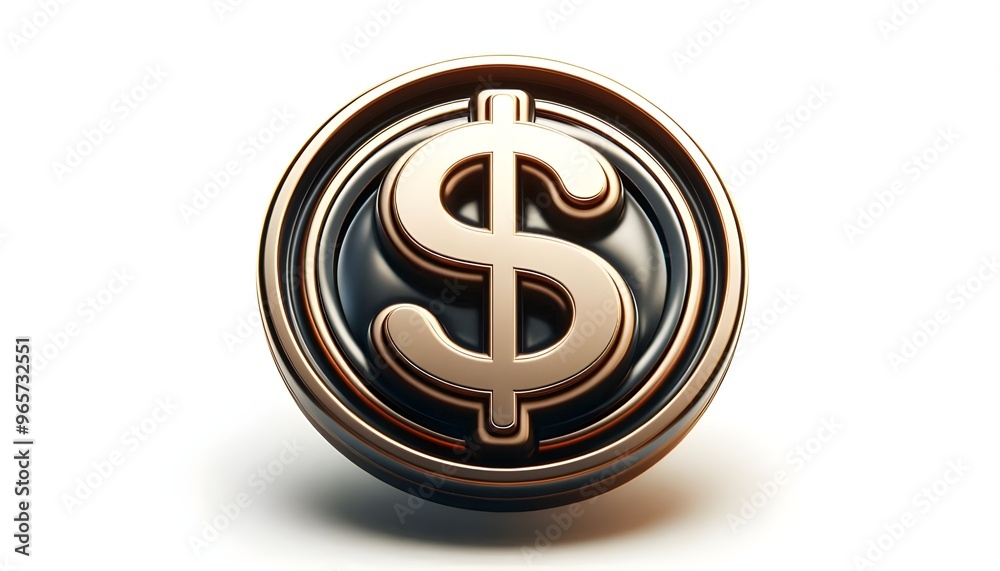 Sticker dollar sign button 3d