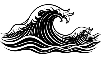 Vector illustration of dynamic water waves with fluid curves, perfect for designs or backgrounds.