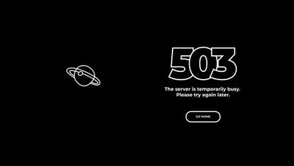503 Service Temporarily Unavailable error page. Vector layout template