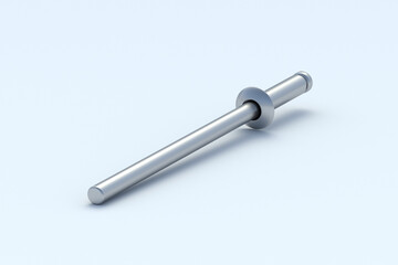 Blind rivet on gray background. Fasteners for repair. Workshop accessories. Construction equipment. 3d render