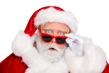 Close-up portrait of his he amazed stunned funky fat overweight plump gray-haired bearded man incredible news putting specs off isolated over bright vivid shine red background
