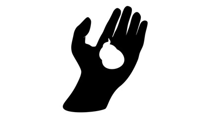 shaving cream on hand, black isolated silhouette