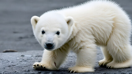 Fototapeta premium polar bear cub, adorable baby polar bear, ai generated