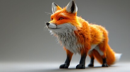 Obraz premium Flat Vector Illustration of a Cute Fox Character