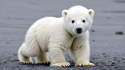 polar bear cub, adorable baby polar bear, ai generated