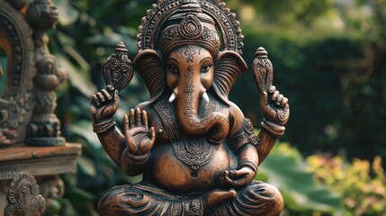 Fototapeta premium Ganesh Chaturthi indian god worship art representation