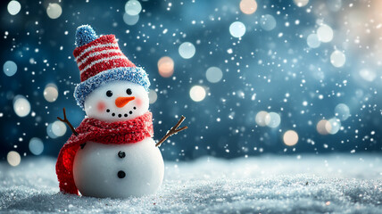 Obraz premium A happy snowman on a winter background