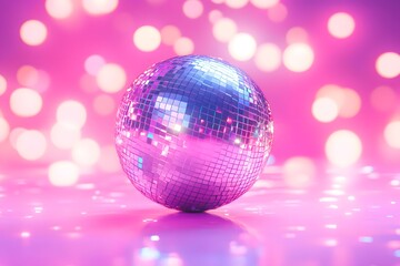 Obraz premium Pink Disco Ball with Bokeh Lights