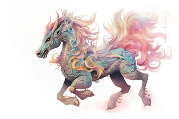 Fototapeta premium PNG Chinese Qilin running art animal dragon.