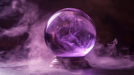 Crystal Ball with Purple Smoke and Glowing Light