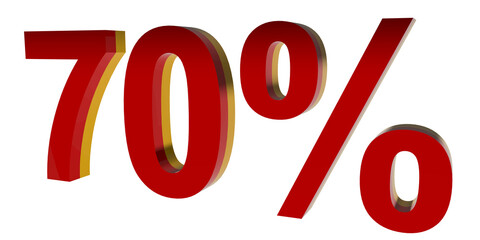 the 70 percent mark is red with a combination of gold