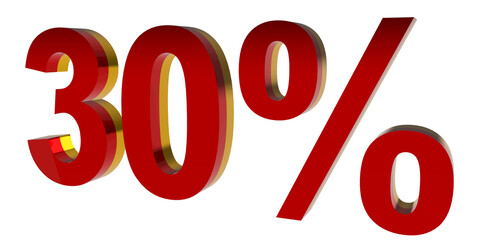 the 30 percent mark is red with a combination of gold