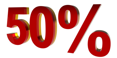 the 50 percent mark is red with a combination of gold