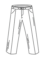Sketch of trousers with a belt, outline of an element of clothing