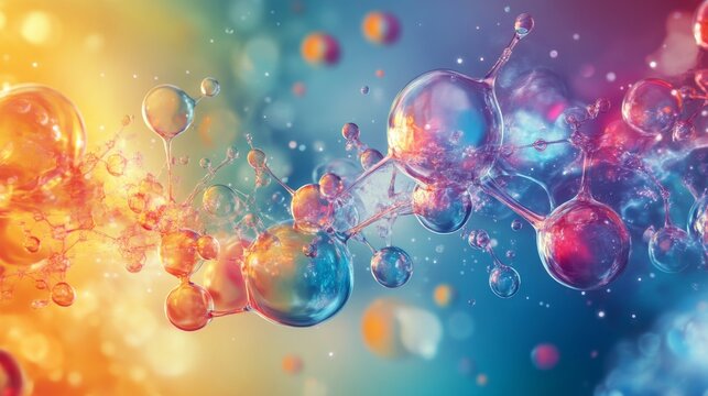 A visual representation of chemical bonds forming and breaking, dynamic and colorful.