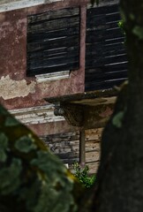 boarded up window