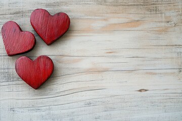 Obraz premium Red Wooden Hearts on Rustic Background for Valentines Day